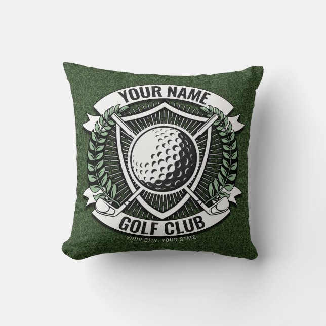 Personalised NAME Golfer Golf Club Turf Clubhouse  Cushion (Front)