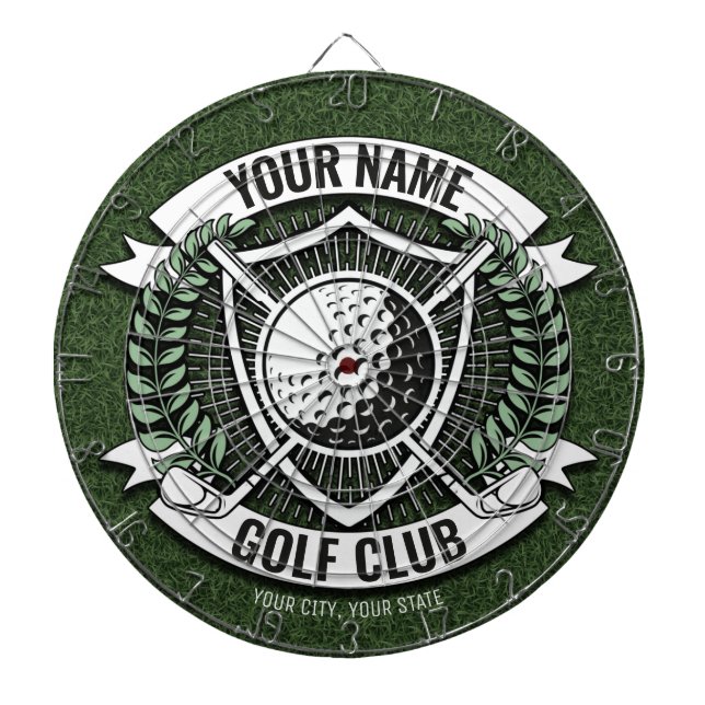 Personalised NAME Golfer Golf Club Turf Clubhouse Dartboard (Front)