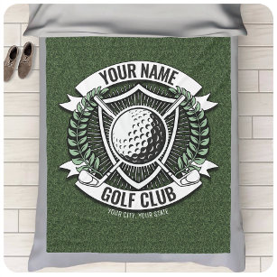 Personalised NAME Golfer Golf Club Turf Clubhouse Fleece Blanket