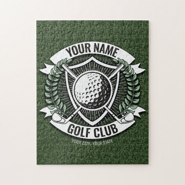 Personalised NAME Golfer Golf Club Turf Clubhouse Jigsaw Puzzle (Vertical)