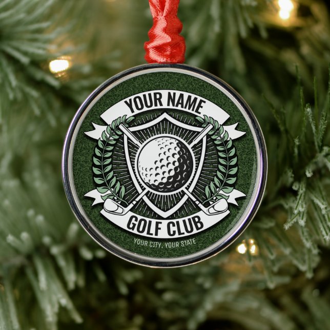 Personalised NAME Golfer Golf Club Turf Clubhouse  Metal Tree Decoration (Tree)