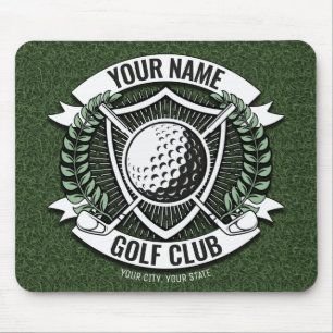 Personalised NAME Golfer Golf Club Turf Clubhouse Mouse Pad