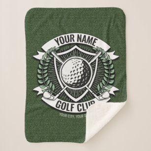 Personalised NAME Golfer Golf Club Turf Clubhouse Sherpa Blanket