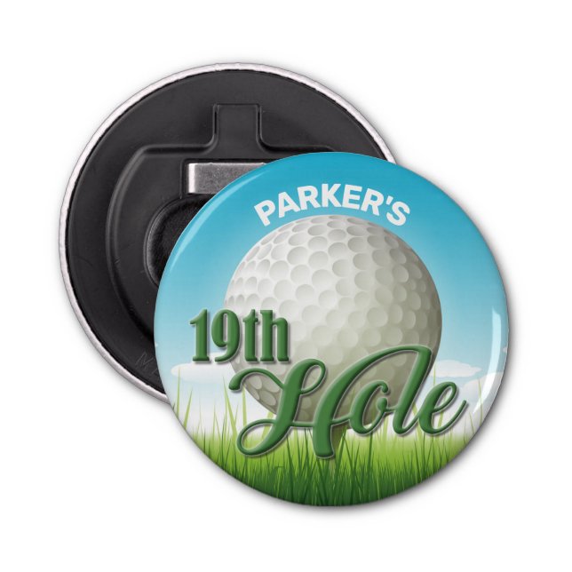 Personalised NAME Golfer Golf Pro Ball 19th Hole Bottle Opener (Front)