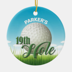 Personalised NAME Golfer Golf Pro Ball 19th Hole Ceramic Tree Decoration
