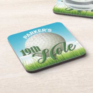 Personalised NAME Golfer Golf Pro Ball 19th Hole Coaster