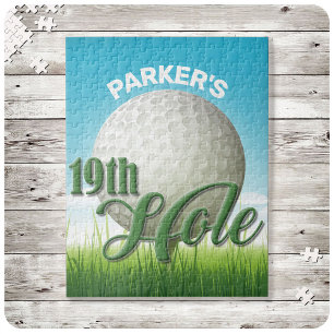 Personalised NAME Golfer Golf Pro Ball 19th Hole Jigsaw Puzzle