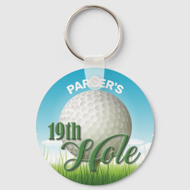 Personalised NAME Golfer Golf Pro Ball 19th Hole Key Ring (Front)