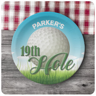 Personalised NAME Golfer Golf Pro Ball 19th Hole Paper Plate