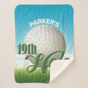 Personalised NAME Golfer Golf Pro Ball 19th Hole Sherpa Blanket