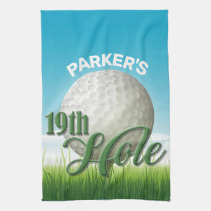 Personalised NAME Golfer Golf Pro Ball 19th Hole Tea Towel