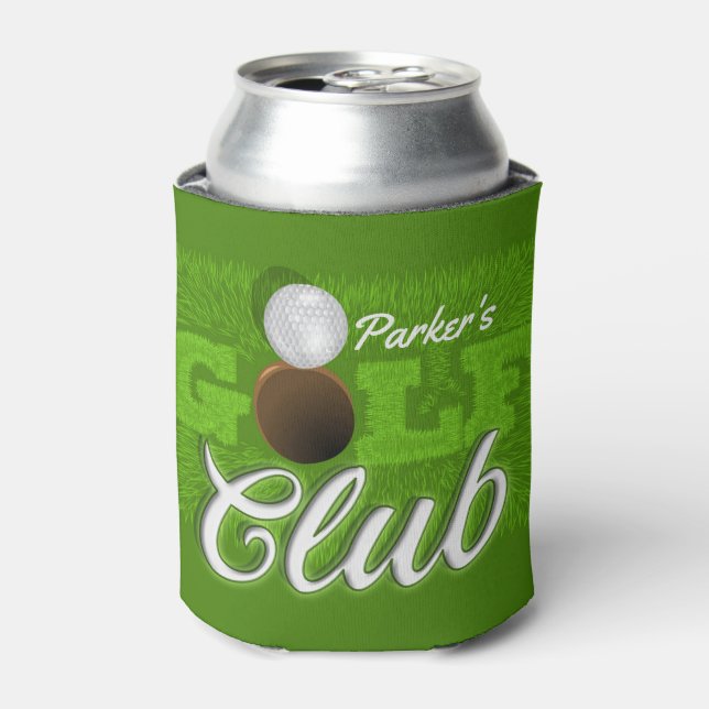Personalised NAME Golfer Green Golf Course Club Can Cooler (Can Front)