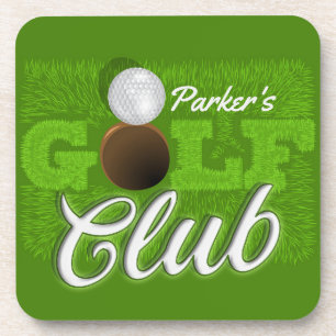 Personalised NAME Golfer Green Golf Course Club Coaster