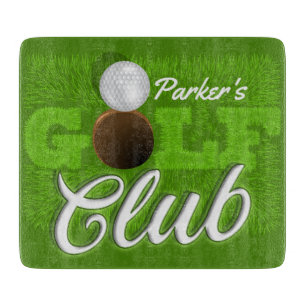 Personalised NAME Golfer Green Golf Course Club Cutting Board