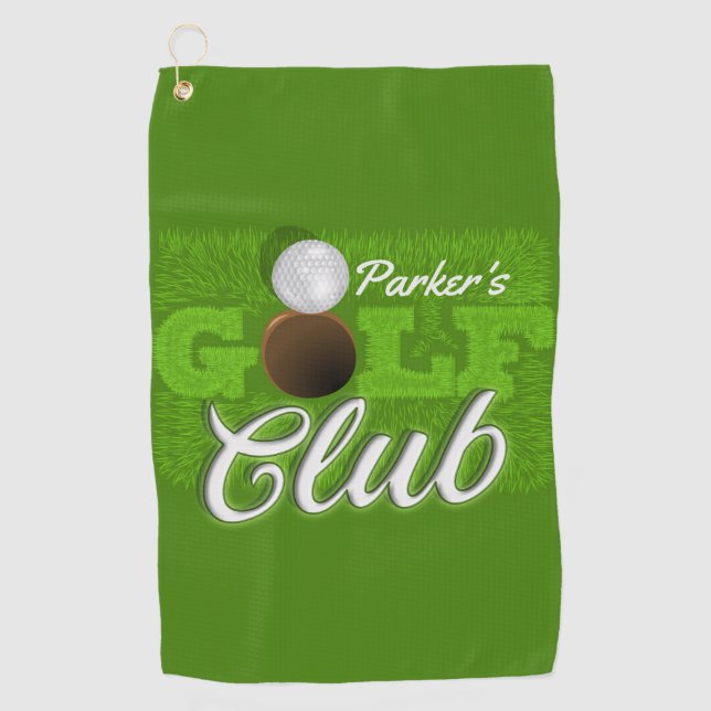 Personalised NAME Golfer Green Golf Course Club Golf Towel (Front)