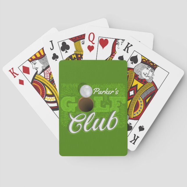 Personalised NAME Golfer Green Golf Course Club Playing Cards (Back)