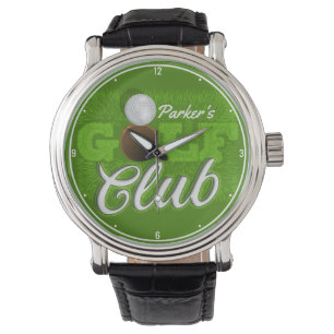 Personalised NAME Golfer Green Golf Course Club Watch