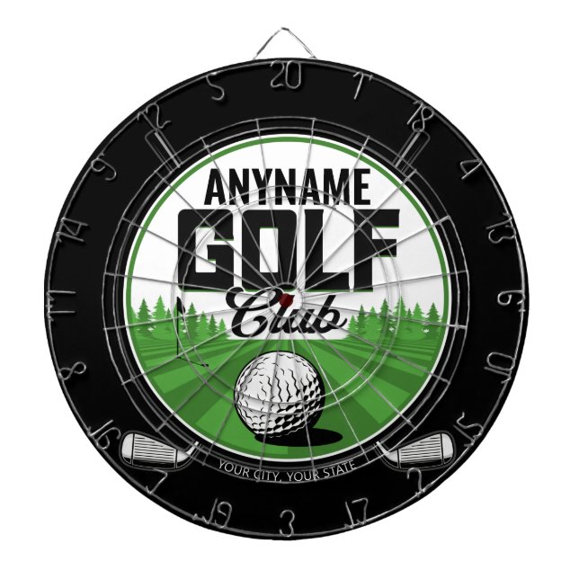 Personalised NAME Golfing Pro Golf Club Player   Dartboard (Front)