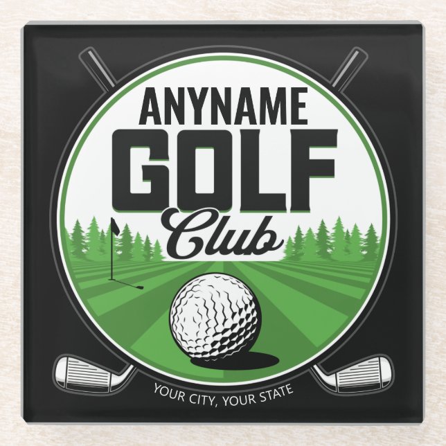 Personalised NAME Golfing Pro Golf Club Player  Glass Coaster (Front)