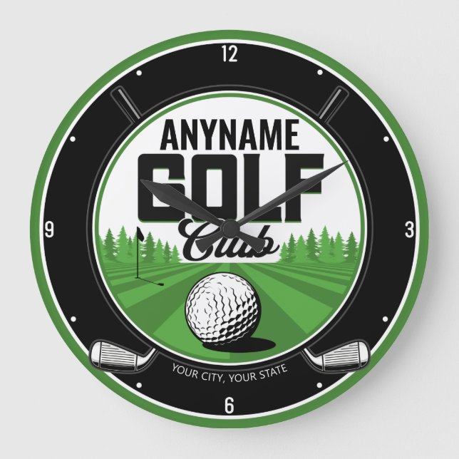 Personalised NAME Golfing Pro Golf Club Player Large Clock (Front)