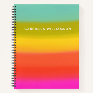 Personalised Name Gradient Rainbow Colourful Bold Notebook