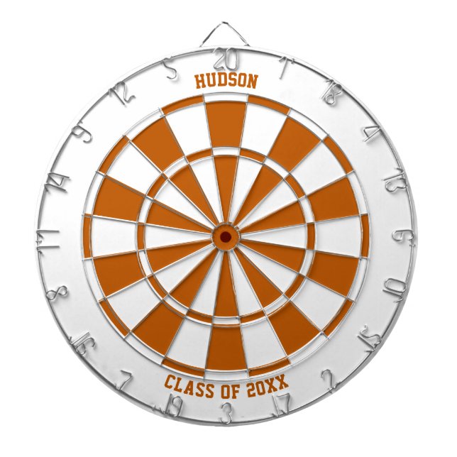 Personalised Name Graduation Gift | Burnt Orange Dartboard (Front)