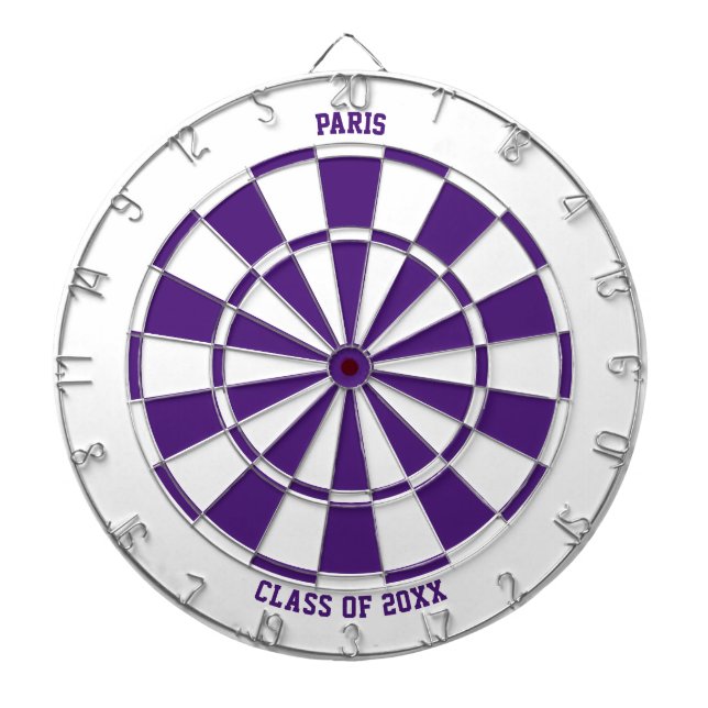 Personalised Name Graduation Gift | Purple & White Dartboard (Front)