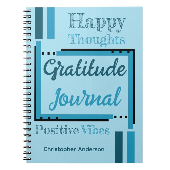 Personalised name gratitude journal blue (Front)