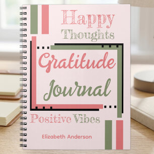 Personalised name gratitude journal green pink