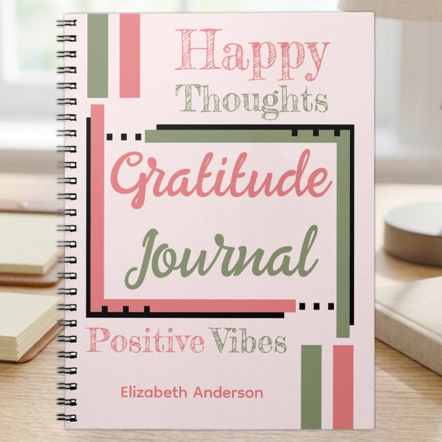 Personalised name gratitude journal green pink (Creator Uploaded)