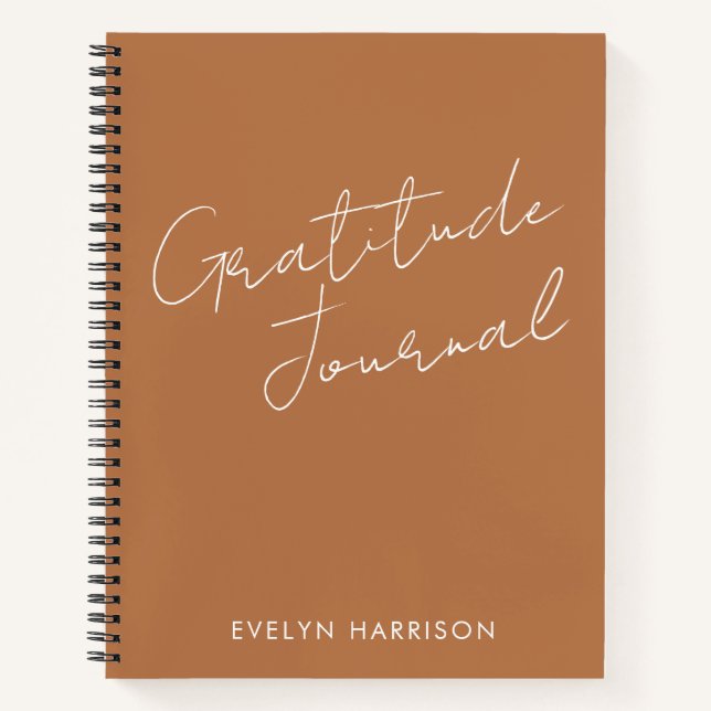 Personalised Name Gratitude Journal in Terracotta (Front)