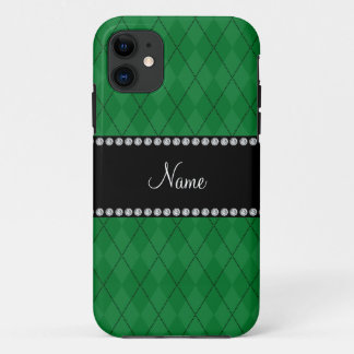 Personalised name Green argyle pattern Case-Mate iPhone Case