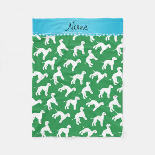 Personalised name green bedlington terrier dogs fleece blanket