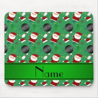 Personalised name green bowling christmas pattern mouse pad