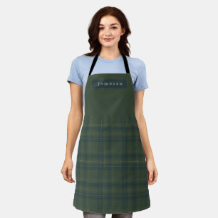 Personalised Name Green Buffalo Tartan Plaid Apron