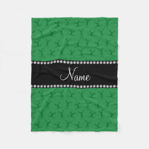 Personalised name green cheerleader pattern fleece blanket