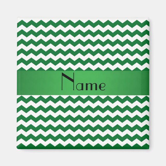 Personalised name green chevrons magnet (Front)