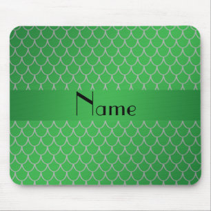 Personalised name green dragon scales mouse pad