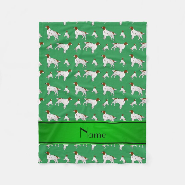 Personalised name green English Setter Fleece Blanket (Front)