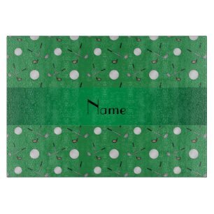 Personalised name green golf balls cutting board