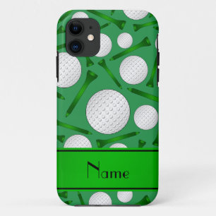 Personalised name green golf balls tees iPhone 11 case