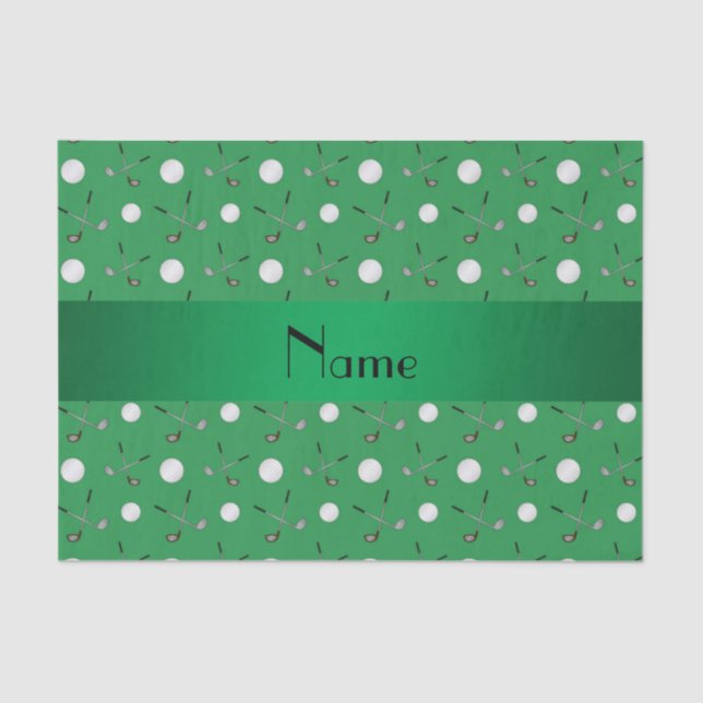 Personalised name green golf balls tissue paper (Front)