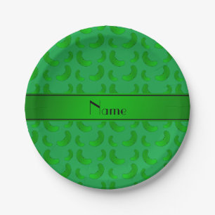 Personalised name green green pickles paper plate