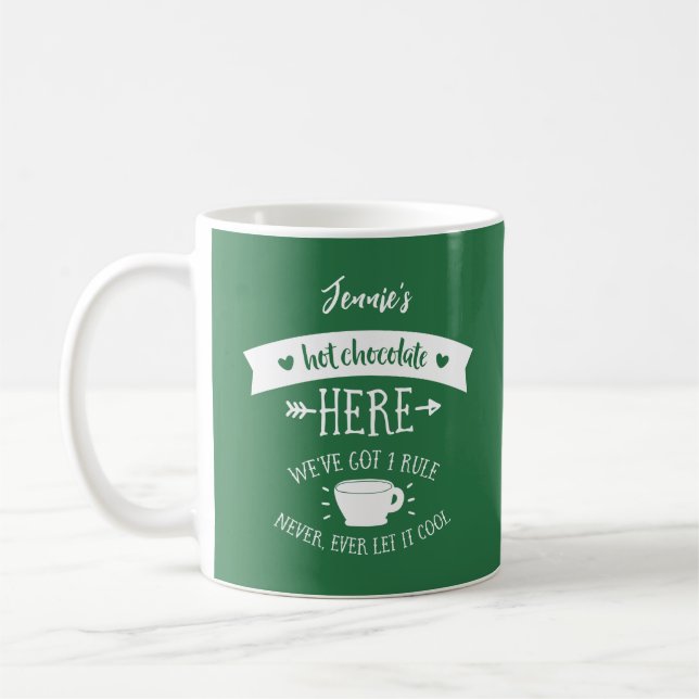 Personalised Name Green Hot Chocolate Mug (Left)
