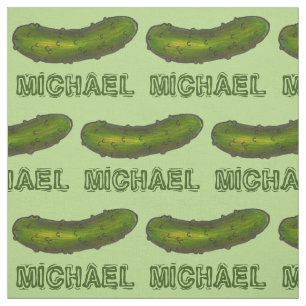 Personalised Name Green Kosher Dill Pickle Print Fabric