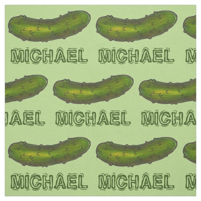 Personalised Name Green Kosher Dill Pickle Print Fabric (Swatch)