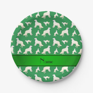 Personalised name green Kuvasz dogs Paper Plate