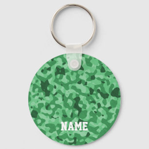 Personalised Name Green Military Camo Pattern Key Ring