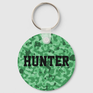 Personalised Name Green Military Camo Pattern Key Ring
