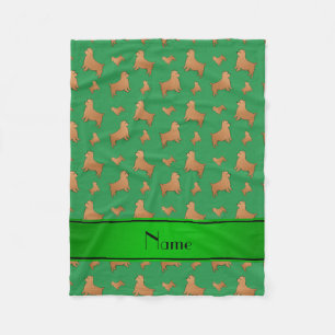 Personalised name green Norwich Terrier dogs Fleece Blanket